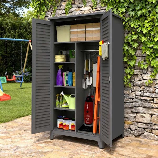 35.5 in. W x 18 in. D x 73 in. H Gray Steel Garage Storage Cabinet,Lockable Tool Storage Cabinet with Adjustable Shelves