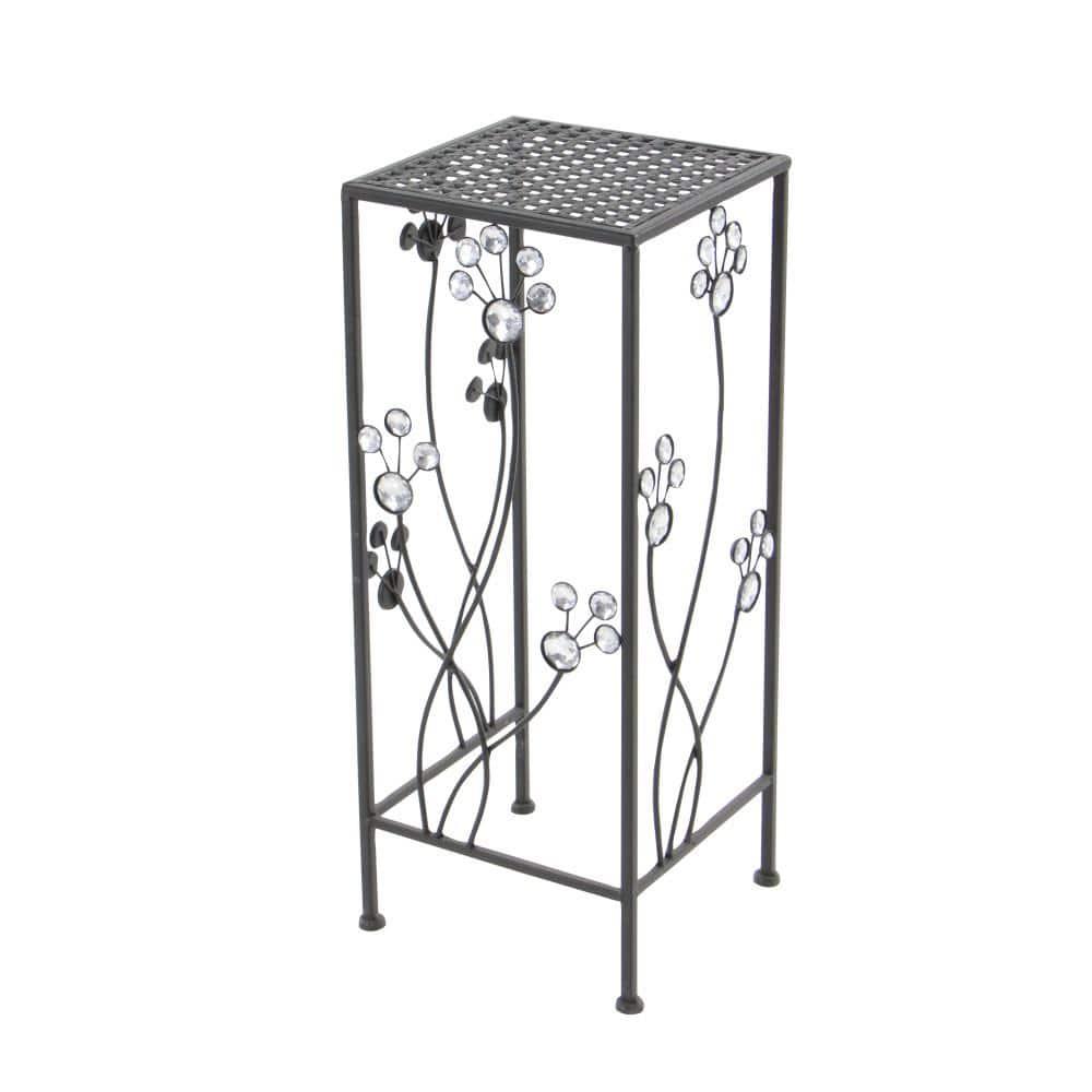 Set of 3 Black Iron Floral Plant Stands