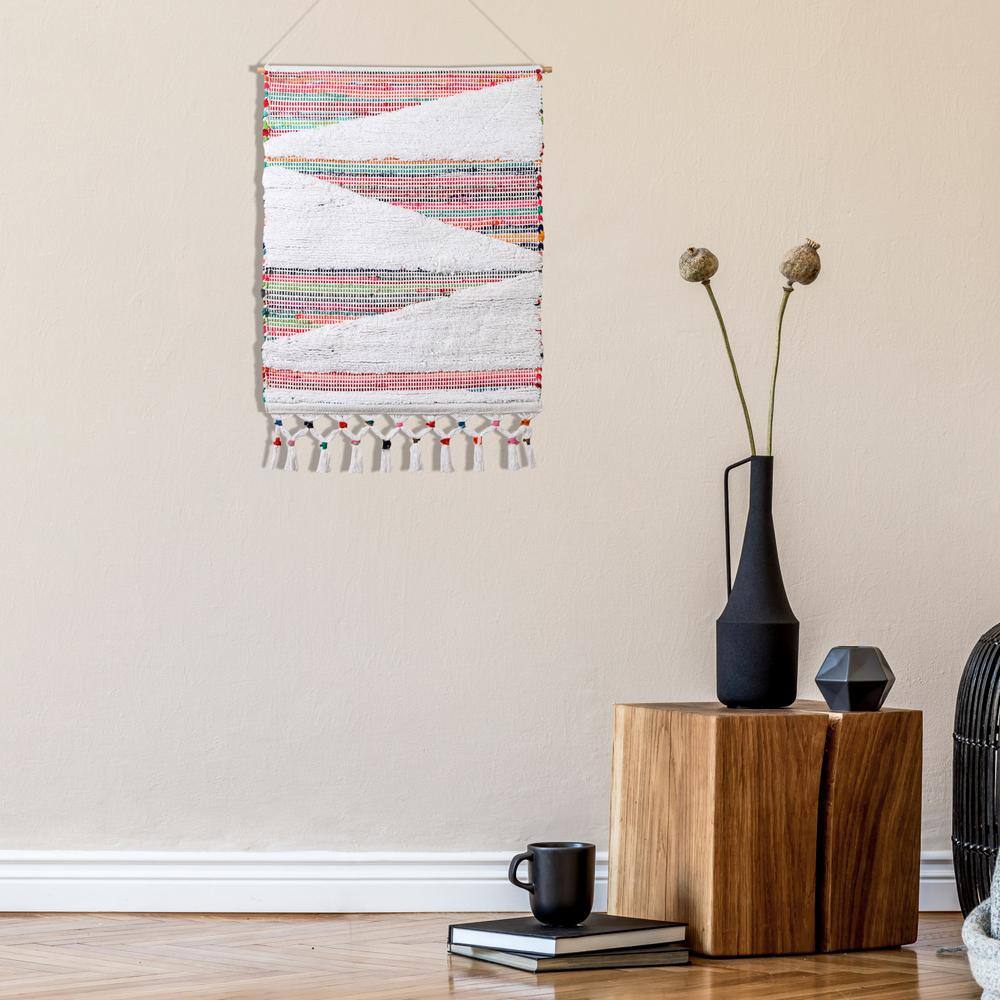 Boho Chindi Multicolor Woven Wall Hanging with Fringe