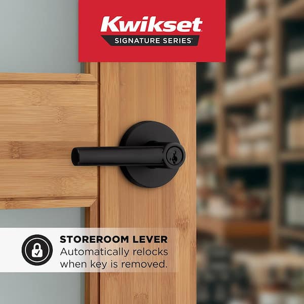 Milan Matte Black Round Rose Storeroom Keyed Entry Door Handle UL Rated Featuring SmartKey Security