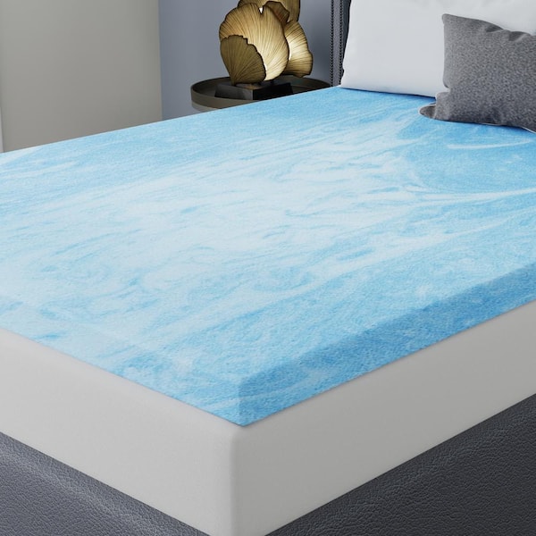 Vibe 3 in. King Gel Swirl Memory Foam Mattress Topper