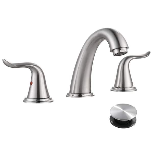 8 in. Widespread Double Handle Bathroom Faucet with Pop-Up Drain in Brushed Nickel