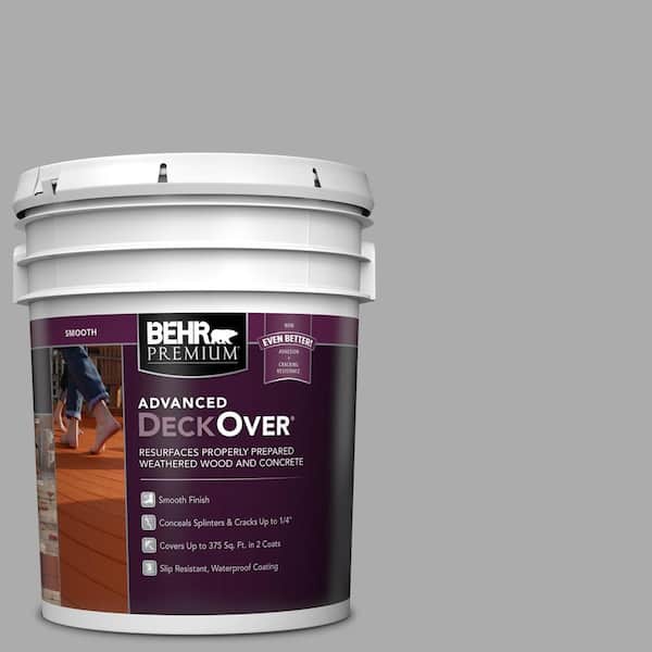 BEHR Premium Advanced DeckOver 5 gal. #SC-249 Coastal Gray Smooth Solid Color Exterior Wood and Concrete Coating