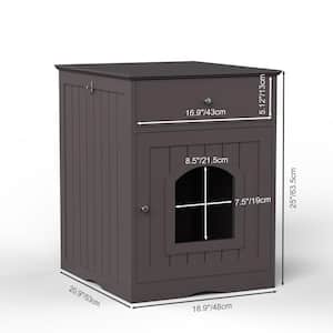 Dark Brown 19 in. W x 21 in. D x 25 in. H Pet House Cat Litter Box Enclosure with Drawer Cat Side Table, Nightstand