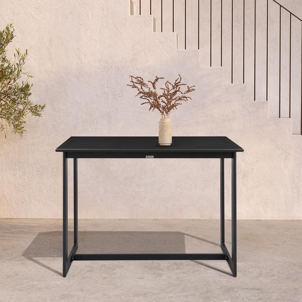 Grand Black Rectangular Aluminum Bar Height Outdoor Dining Table