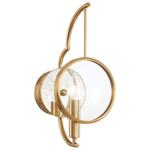 Into Focus 7 in. 1-Light Artisan Brass Contemporary Wall Sconce with Clear Glass Shade