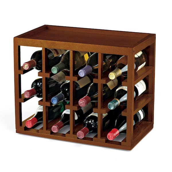 Wine Enthusiast 12-Bottle Cube Stack Wine Rack in Walnut Stain