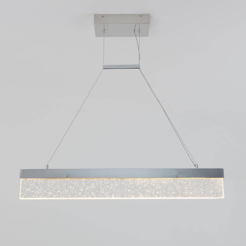 Essence Bar Chrome Linear LED Pendant Light with Bubble Glass