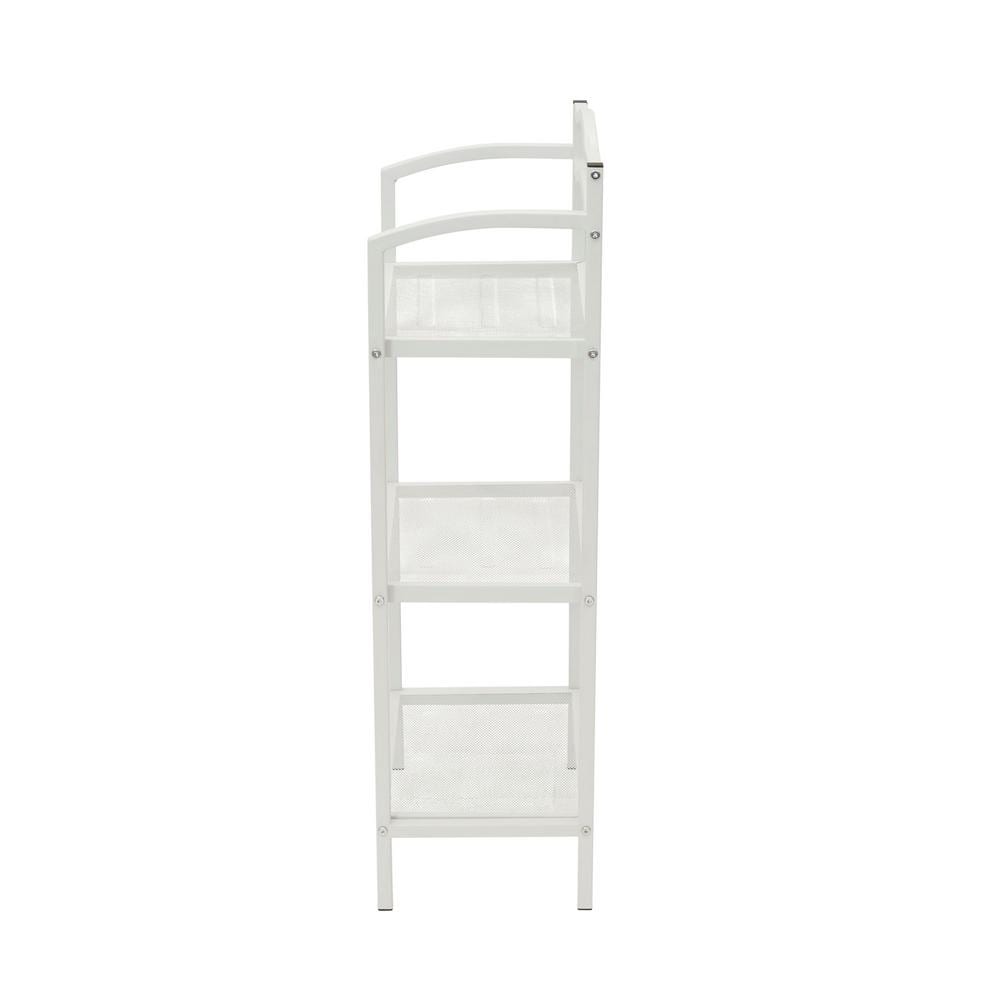 Elegant White 3-Tier Mesh Steel Freestanding Storage Shelf