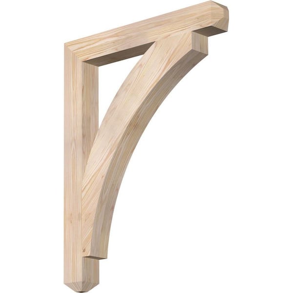 Ekena Millwork 3.5 in. x 36 in. x 28 in. Douglas Fir Thorton Craftsman Smooth Bracket