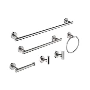 6-Piece Stainless Steel Bath Hardware Set with Mounting Hardware in Brushed Nickel