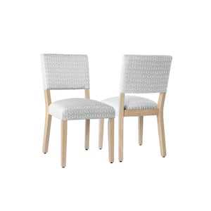 Light Gray Print Open Back Dining Chair (Set of 2)