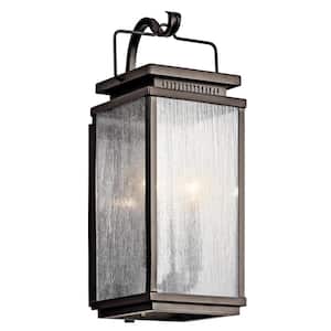 Manningham 18.75 in. 2-Light Olde Bronze Outdoor Hardwired Wall Lantern Sconce with No Bulbs Included (1-Pack)