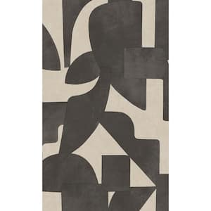 Cream Charcoal Modern Abstract Geometric Print Non-Woven Non-Pasted Textured Wallpaper 57 Sq. Ft.