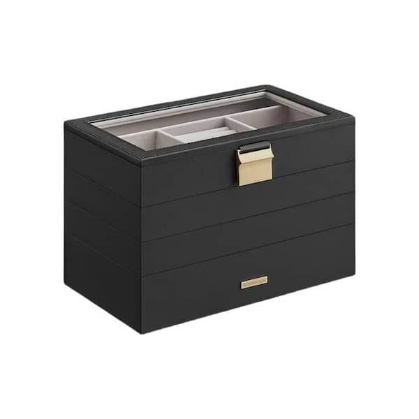 Unbranded Ink Black 4-Tier Jewelry Box Stackable Jewelry Trays Gift Idea