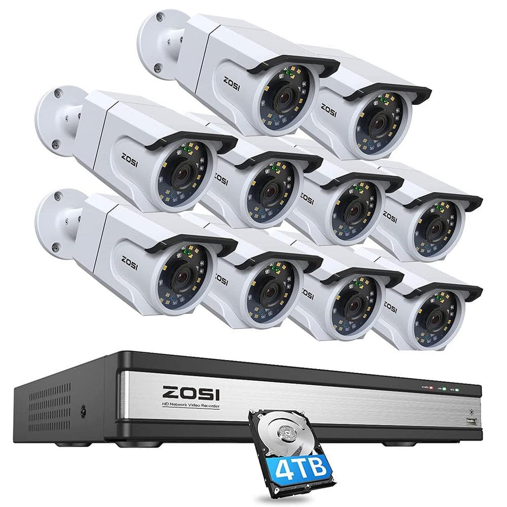 ZOSI 4K Ultra HD 16-Channel 4TB NVR POE Security Camera System with 10 ...