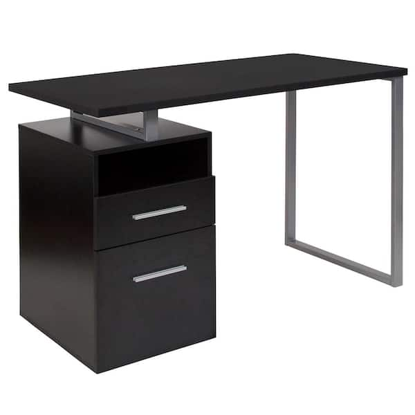 Carnegy Avenue 47 in. Rectangular Dark Ash 2 Drawer Computer Desk with ...