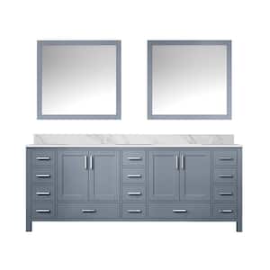 Jacques 84 in. W x 22 in. D Dark Grey Double Bath Vanity, Carrara Marble Top, and 34 in. Mirrors