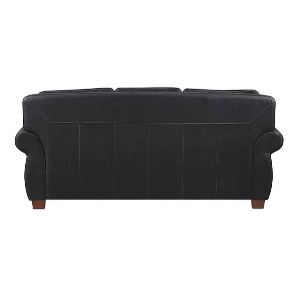 Lazzara Martina 86 in. W Rolled Arm Leather Rectangle Sofa in