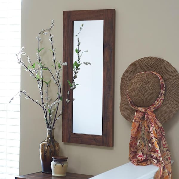 HOUSEHOLD ESSENTIALS Small Rectangle Brown Mirror (12.60 in. H x 29.50 in. W)