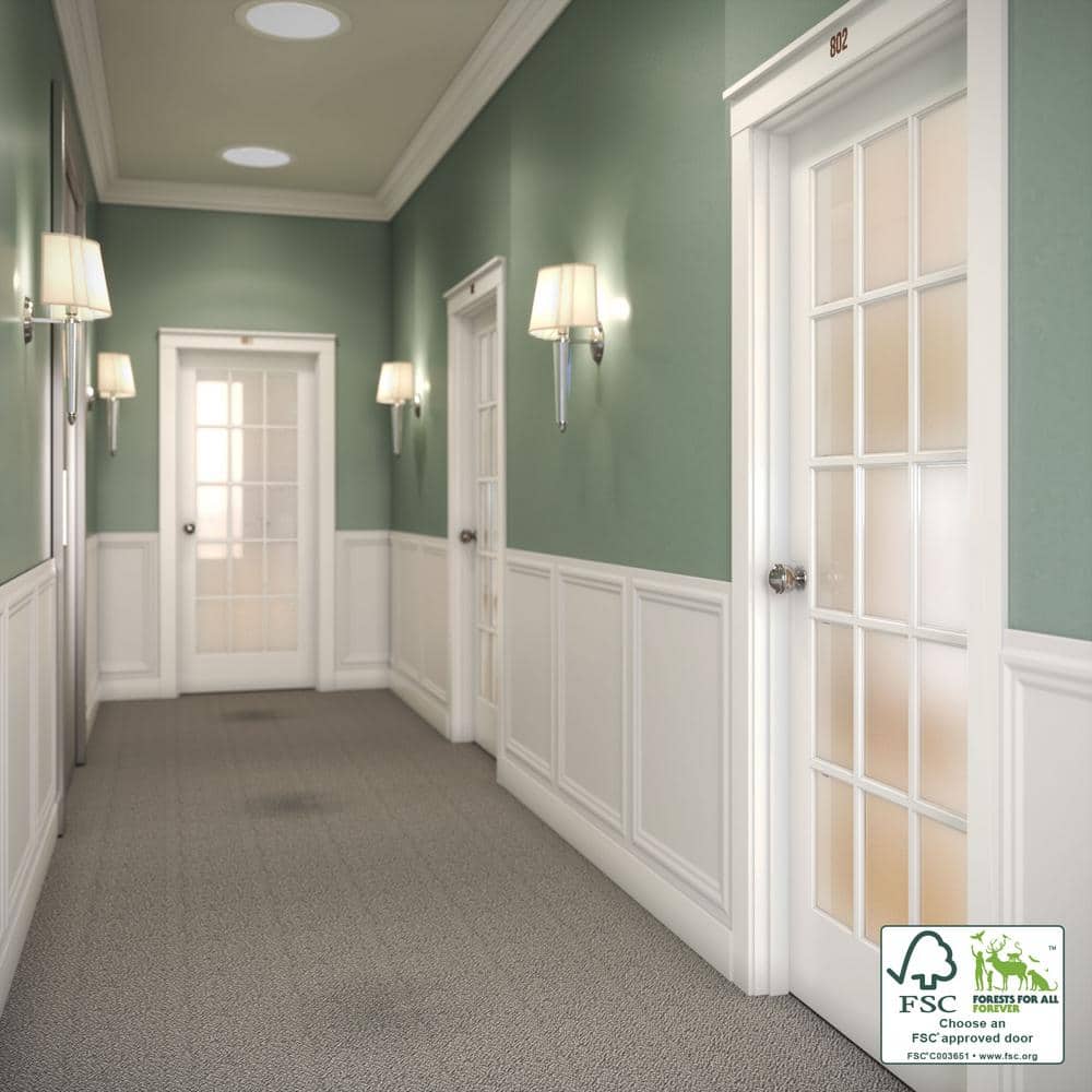 80" x 32" White Prefinished 15-Lite French Clear Glass Solid Pine Door