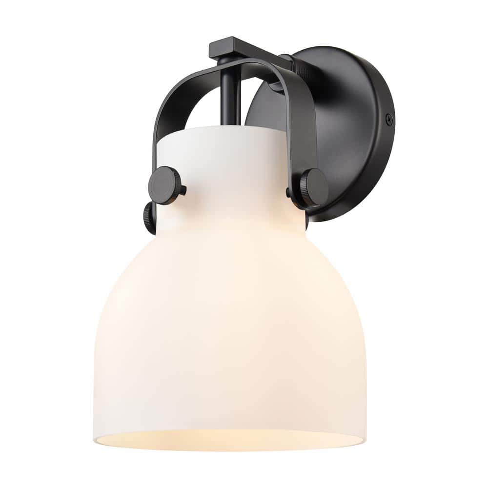 Pilaster II Bell 6.5 in. 1-Light Matte Black Wall Sconce with Glass Shade price history on PriceWatchPro