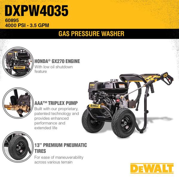4000 PSI 4 GPM Cold Water Gas Pressure Washer with Triplex Pump Honda - California Compliant
