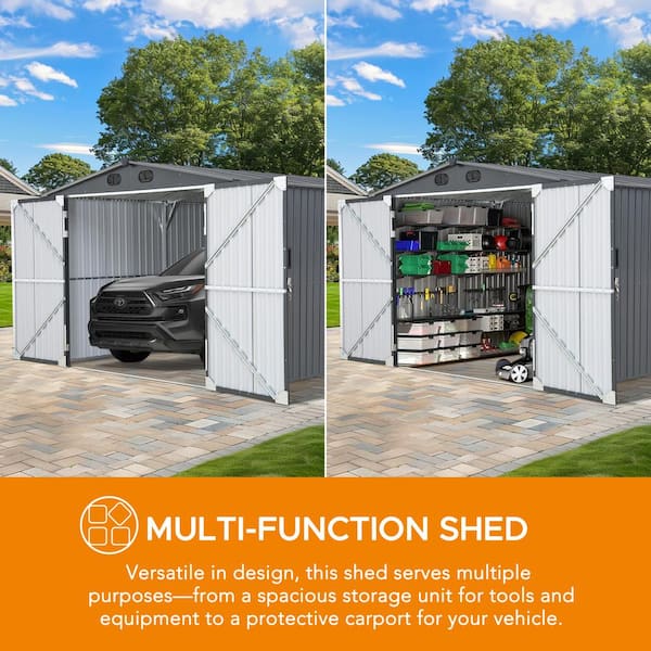 Sunjoy 10 ft. W x 20 ft. D Outdoor Storage Shed, Multi-Purpose