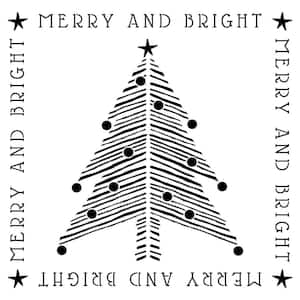 "Merry and Bright" Handpainted Chevron Christmas Tree Stencil & Free Bonus Stencil