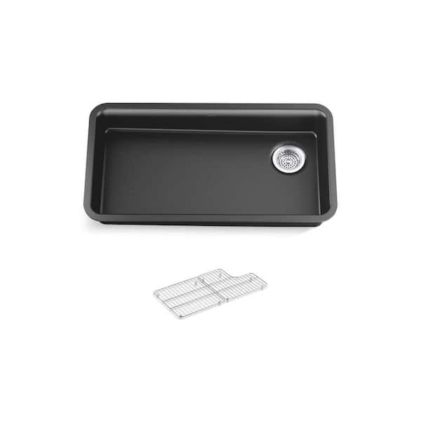 KOHLER Cairn Matte Graphite Solid Surface 33 in. Single Bowl Undermount Kitchen Sink