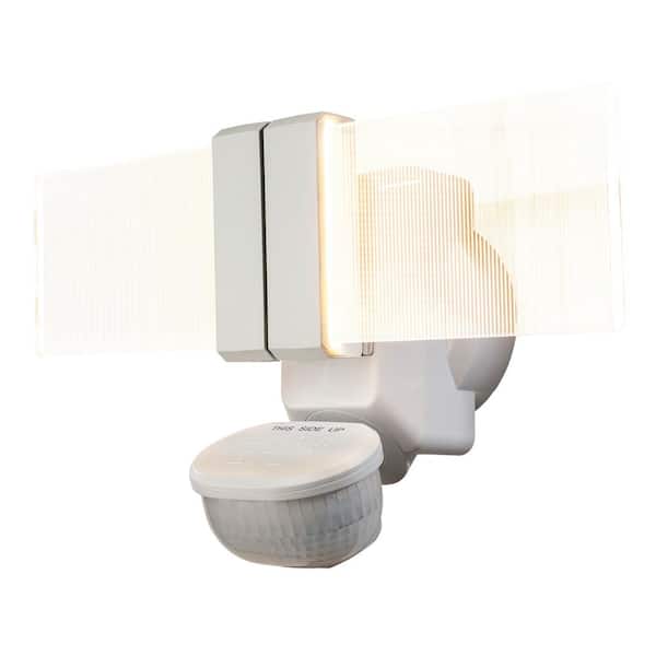 Defiant 2000 Lumen 270-Degree Integrated LED Motion White Outdoor Flood Light with Clearview Edgelit Light Panel Technology