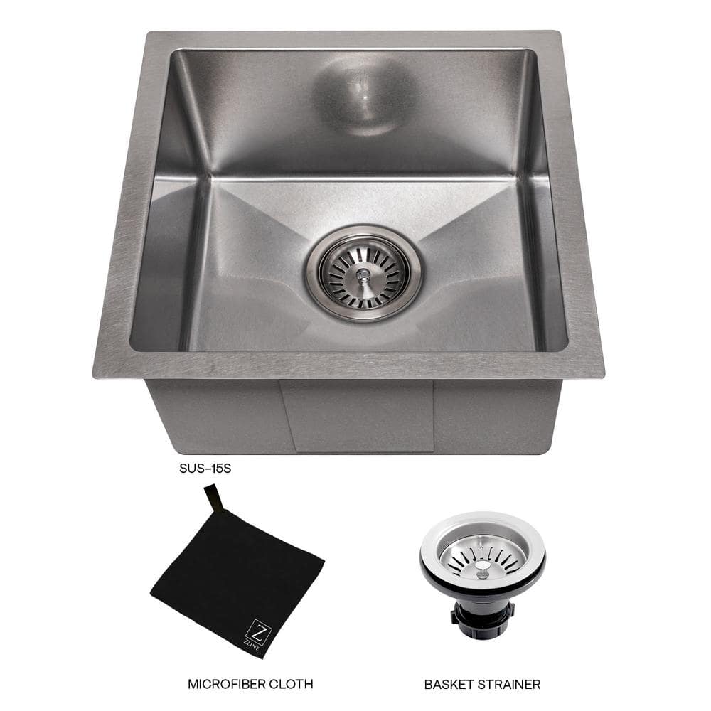 DuraSnow 15" Stainless Steel Undermount Single Bowl Kitchen Sink