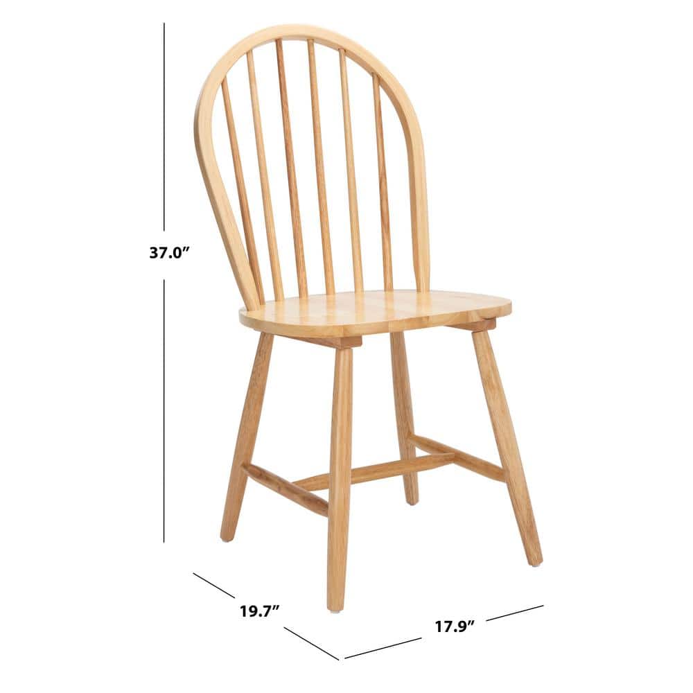 Natural Rubberwood High Slat Back Windsor Side Chair Set