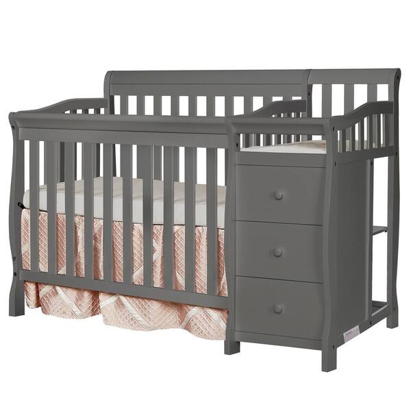 Dream On Me Jayden 4-in-1 Steel Grey Mini Convertible Crib And Changer