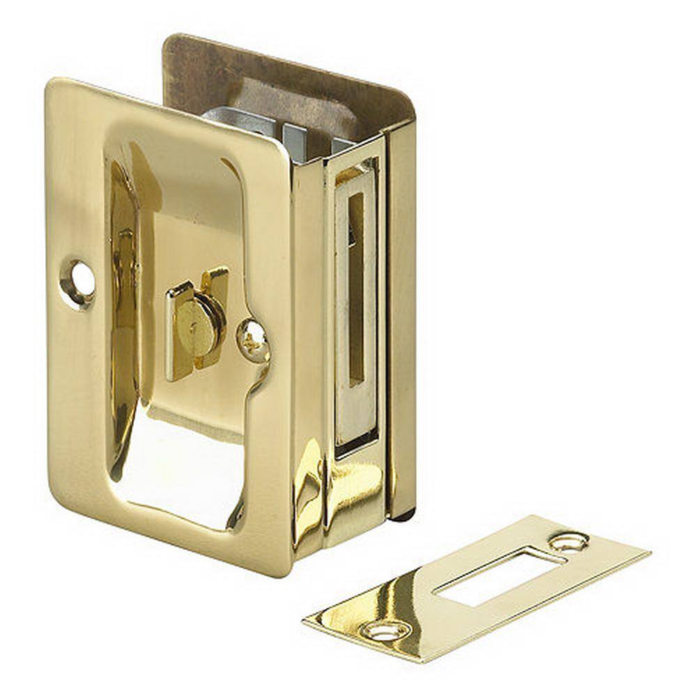 Onward 37/32 in. Brass Pocket Door Pull with Privacy Lock 1701BPSBC