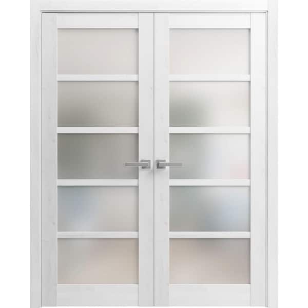 Sartodoors 36 in. x 96 in. 2 Panel Nordic White Finished Solid MDF Sliding Door with Hardware