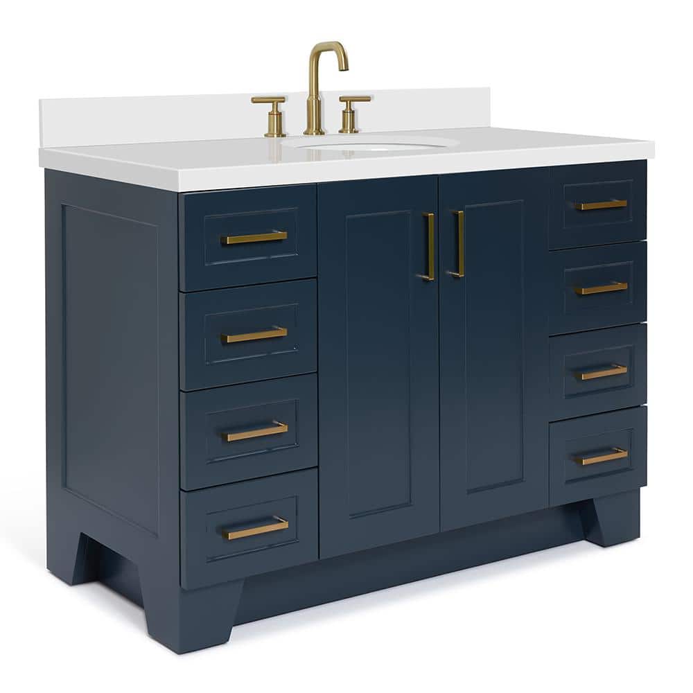 Midnight Blue and White Quartz 49-Inch Single Bathroom Vanity
