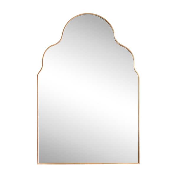 Alora 24 in. W x 36 in. H Medium Top Arch Metal Framed Wall Mounted Mirror, Gold