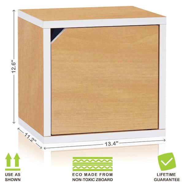Way Basics Connect System 13.4 in. x 12.6 in. zBoard Stackable Storage 1-Cube Organizer Unit with Door in Natural/White