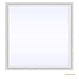 48 in. x 48 in. V-4500 Series Black Exterior/White Interior FiniShield Vinyl Picture Window w/ Low-E 366 Glass