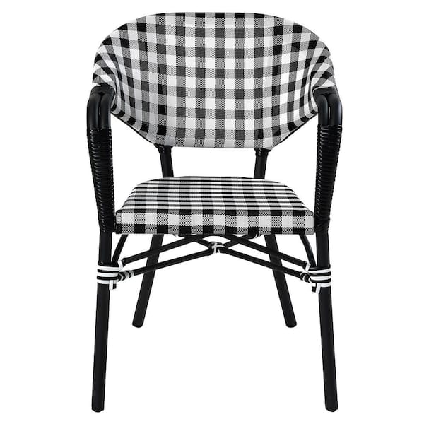 Furniture of America Shreiner Black Aluminum Outdoor Dining Chair in Black