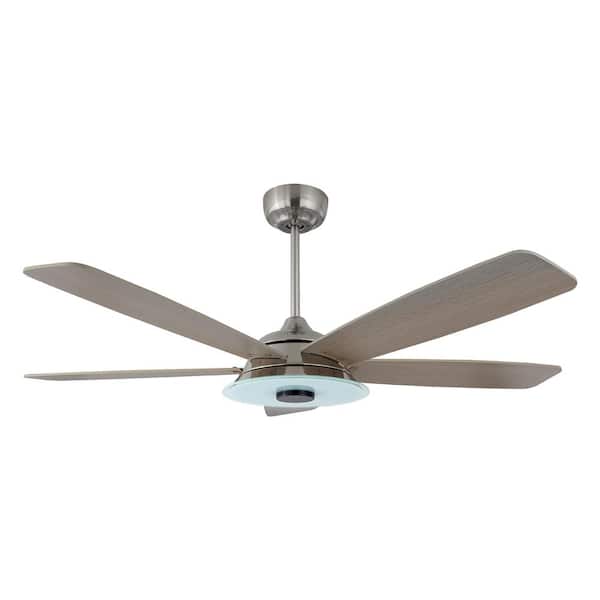 CARRO Striker 56 in. Indoor/Outdoor Silver Smart Ceiling Fan, Dimmable LED Light and Remote, Works with Alexa/Google Home/Siri