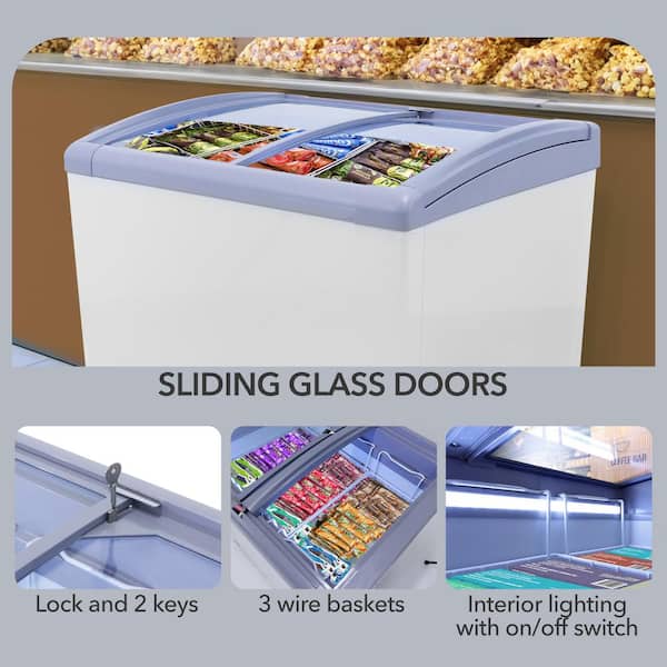 30.5 in. 4 cu. ft. Manual Defrost PROTECH Commercial Ice Cream Chest Freezer with Curved Top Display and Lock in White