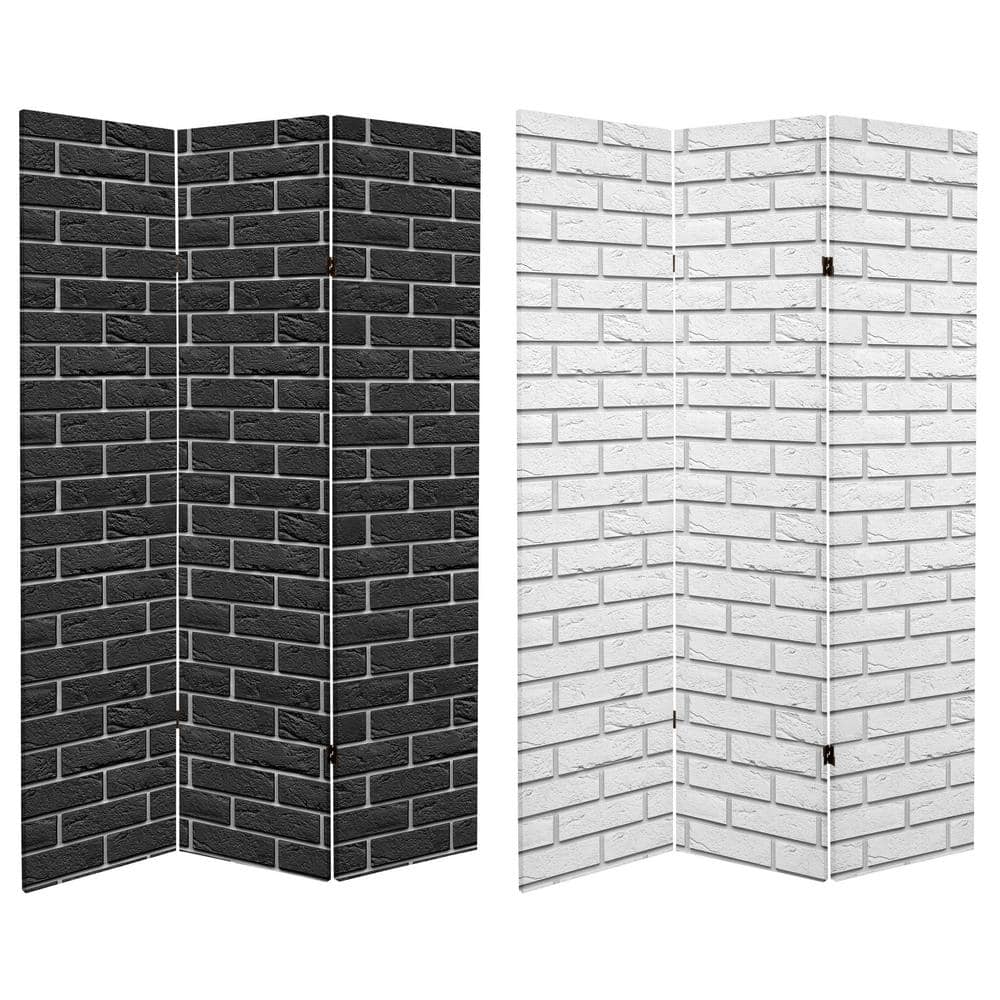 Black and White Brick 6 ft. Printed 3Panel Room Divider CANBRICK1