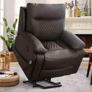 Modern Brown Faux Leather Electric Power Lift Recliner Chair Massage and Heat for Elderly with Remote Control