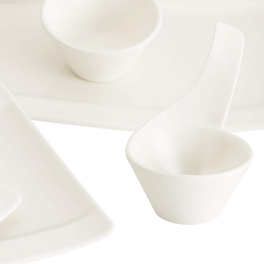 Modern White Porcelain 5-Piece Antipasti Dinnerware Set for 2