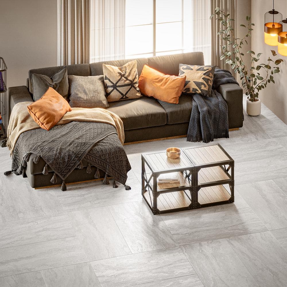 Elmdale Light Gray Wide Plank Vinyl Tile with Water Protection