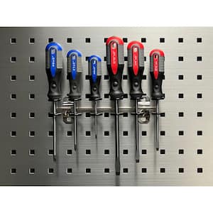 9 in. W x 3/4 in. I.D. Vinyl Dipped Stainless Steel Multi-Ring Tool Holder for Stainless Steel LocBoard