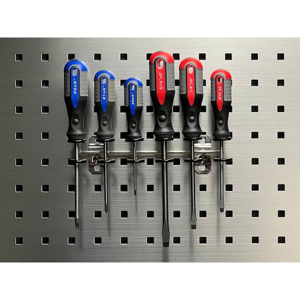 9 in. W x 3/4 in. I.D. Vinyl Dipped Stainless Steel Multi-Ring Tool Holder for Stainless Steel LocBoard