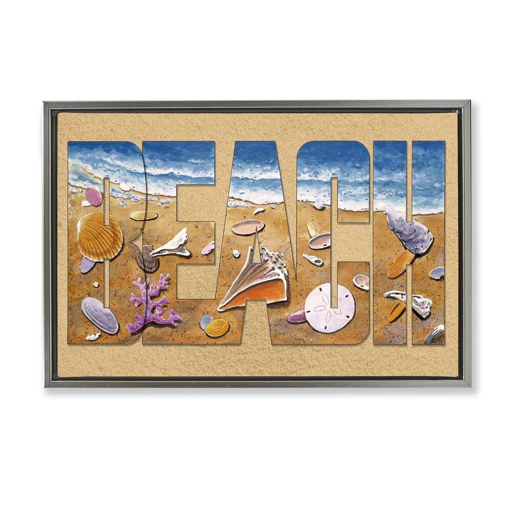 Outlined Beach Letters by Art Brands Holdings, LLC. Gray Floater Frame Coastal Graphic Art Print 21 in. x 31 in. price history on PriceWatchPro